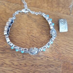 Silver and Turquoise Bracelet And Charm